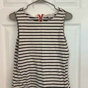 LOFT Sleeveless Top with Black and White Stripes